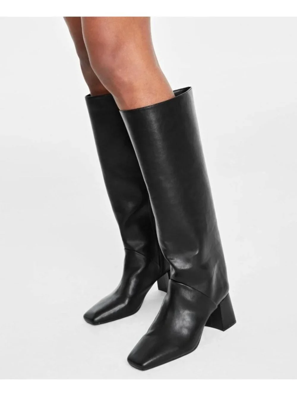 On 34th Womens Millerr Square Toe Block Heel Boots Black New $120